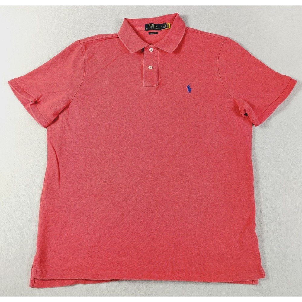 Polo Ralph Lauren Polo Shirt Mens Large Red Classic Fit Cotton Pony Preppy
